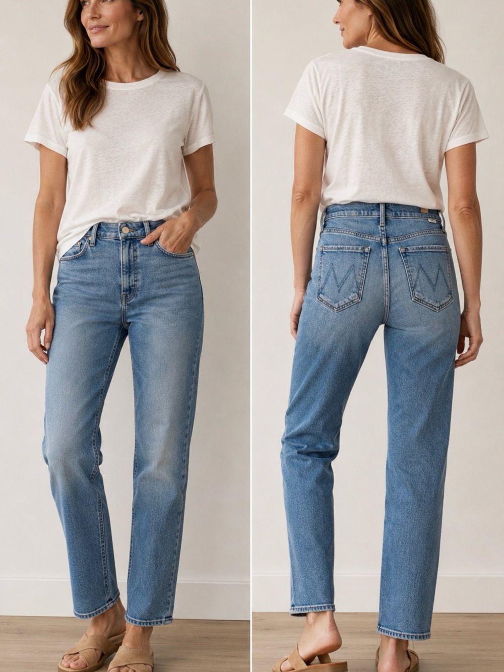 MOTHER Light Blue Straight-Leg  Button Fly Jeans size 26